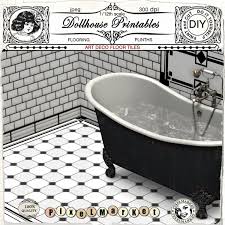Black And White Checkered Bathroom Floor Tiles Dollhouse Flooring Art Deco Bathroom 1 12 Scale Black White Checkered Floor Tiles Printable Download Digital Sheet For Diorama Roombox Art Deco Bathroom Floor Art Black Wallpaper