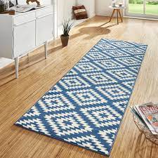 Relaxdays teppich baumwolle, läufer rutschfest, teppichläufer flur, gewebt petsola küchenläufer teppichläufer rutschfest waschbar läufer küchenteppich teppich schmutzfangmatte. Design Velours Teppichlaufer Brucke Nordic Blau Creme Teppich Boss