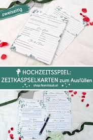 Zeitkapsel Karten Zum Ausfullen Fur Hochzeitsgaste Feenstaub Shop Uberraschung Hochzeit Zeitkapsel Wunsche Zur Hochzeit