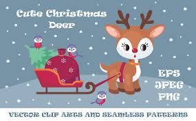 Download Cute Christmas Deer Vector Clip Arts And Seamless Patterns Graphic By Olga Belova Creative Fabrica In 2020 Christmas Deer Clip Art Deer Vector SVG Cut Files
