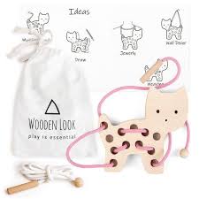 Handmade Toy Toys Toy Spielzeuge Handmade Natural Wooden Cat Lacing Toy Wooden Look In 2020 Holzspielzeug Baby Spielzeug Holzspiele
