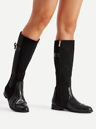 Notre gamme de bottes en cuir et fourrure donnera un edge à vos looks. Bottes Mi Mollet Avec Le Zip Et Boucle French Romwe Bottes Bottes Equitation Mollet