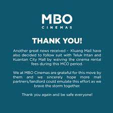 Changes may occur without prior notice. Mbo Cinemas On Twitter Thank You To The Management Of Kuantan City Mall And Landlord Of Teluk Intan Location For The Kind Gesture During This Time Mbocinemas Stayhome Dudukrumah Https T Co Gpz4kbuybe