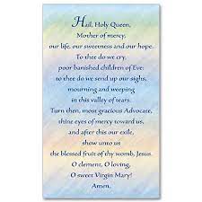 To thee do we cry, poor banished children of eve: Hail Holy Queen Prayer Card
