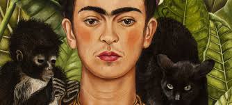 A black monkey and a black cat are present on left and right side. How Frida Kahlo S Visionary Paintings Were Inspired By Mexican Folk Art Wonderland