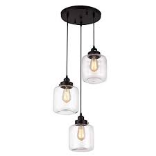 Pendant Light With Transparent Glass Lampshade Matte Black 3 Lights Pendant Lighting Adjustable Industrial Retro Style Hanging Light Fixture For Home Kitchen Island Dining Room Foyer Farmhouse Description The 3 Light Pendant Lighting With Transparent
