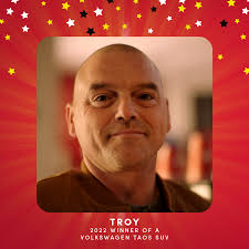 Last year, it only took Troy one roll to win his 2022 Volkswagen Taos SUV.  👆 Can you beat Troy's good luck? 🤞 Get rolling March 6. #RollUpToWin  #VWTaos Volkswagen Rules apply.