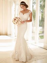 High Quarlity Semi Cap Sleeves Fit And Flare Sweetheart Wedding Dress With Illusion Lace Stella York Wedding Dress Lace Back Wedding Dress Wedding Dresses Lace