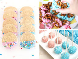 If you've chosen a theme, serve food and drinks that go along with it, like cookies shaped like mustaches, lips, or sports jerseys. 10 Gender Reveal Party Food Ideas From Appetizers To Desserts She Tried What