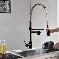 One mop sink, for obvious reasons. Black Commercial Kitchen Sink Mixer Tap Faucet With Pull Down Sprayer