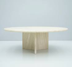 Gold medium round resin coffee table with shelf round out your living room table collection. Circular Travertine Coffee Table 1970s 132777