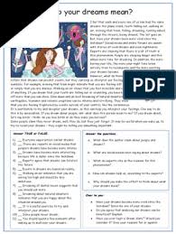 From comm 6995 at university of north carolina, charlotte. What Do Your Dreams Mean Reading Comprehension Exercises 124257 Pdf Dream Psychological Concepts