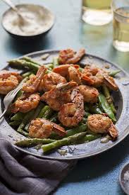 Pan Fried Prawns On A Pea And Asparagus Salad Asparagus Salad Pea Salad Prawn Dishes