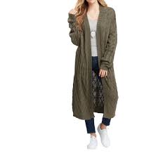 Olive Green Chunky Mixed Knit Duster Sweater By World Market Sweater Duster Olive Green Sweater Sweaters