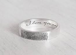Actual Fingerprint Ring Personalized Fingerprint Band Etsy Fingerprint Ring Wedding Ring Designs Unusual Wedding Rings