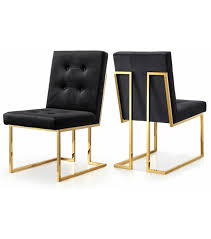 Dining chairs don't just need to look good, they need to be comfortable enough so you will want to linger around the table well past dessert. Black Velvet Modern Boxy Geometric Dining Chair Gold Legs Set Of 2