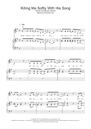 Killing Me Softly With His Song Sheet Music by The Fugees for  Piano/Keyboard and Voice | Noteflight