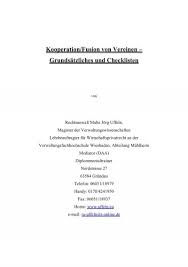 Das vetragsmuster gibt es für word und excel. Kooperation Fusion Von Vereinen Grundsatzliches Und Checklisten