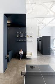 Likely Not For This Current Office But He Loves The Black And White Of This Office And The Gorgeous Ping Pong Table Office Interior Design Corporate Interiors Office Space Design