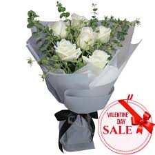 A bouquet of beautiful flowers is a genius gift idea. Send Half Dozen White V Day Roses Bouquet To Cebu Philippines