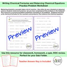 Check out our other balancing chemical equation worksheets balancing chemical equations practice sheet balance chemical equations worksheet if you think it's more helpful to have the worksheet and key on the same page, i. Chemical Formulas And Balancing Chemical Equations By Amy Brown Science