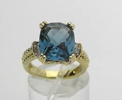 Qvc Diamonique Ring 18k Gold Over Sterling Simulated Sapphire Size 5 Diamonique Rings 18k Ring Rings