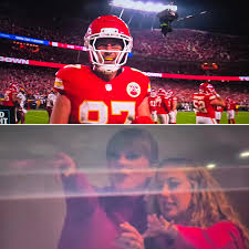 Travis Kelce gets his 83rd career TD and gestures to the suites where  Taylor Swift and Brittany Mahomes are celebrating the touchdown together.