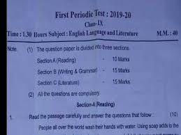 10english Kv Class 9 English Periodic Test 1 Question Paper Held On 5august2019 Animation Study Youtube