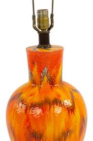 Mid century orange iron oxide glaze ceramic orb lamps by feldman & co. American Mid Century Orange Porcelain Table Lamp