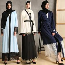 Women Open Front Kimono Abaya Chic Muslim Ladies Outfit Lace Islamic Clothes Maxi Dress Long Plus Size Kaftan Dubai Arab Fashion Islamic Clothing Aliexpress