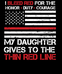 But surely the stripes are only red and white. Thin Red Line Family Flag American Flag Proud Firefighter Daughter Digital Art By Orange Pieces