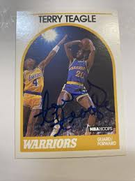 1989 NBA Hoops Basketball Terry Teagle Autographed Card #196 A-1