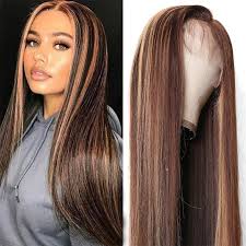 Golden blonde highlights on dark brown hair. Nadula Long Straight Dark Blonde Hair 13x4 Blonde Lace Front Wigs With Pre Plucked Baby Hair Add Bright Color To Ordinary Hairstyle Nadula