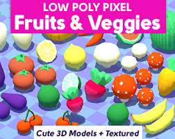 Low Poly Pixel Fruits And Vegetable Asset Pack Devils Work Shop By Devilswork Shop Free Game Assets Low Poly Game Food