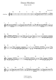 Saxophone Sheet Music Dance Monkey Easy Level Alto Sax Tones And I