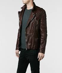 Allsaints Callerton Leather Biker Jacket Mens Leather Jackets Mens Fashion Rugged Burgandy Leather Jacket Stylish Jackets