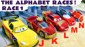 1st Hot Wheels Alphabet Race With Disney Cars Lightning Mcqueen And Batm Disney Cars Disney Cars Toys Lightning Mcqueen