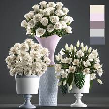 White anemone white roses white flowers floral bouquets wedding bouquets wedding planning inspiration wedding ideas arizona wedding pink and gold. 3d Model Bouquets Of White Flowers In Vases Cgtrader
