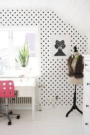 Black And White Polka Dot Wallpaper In Room Mommo Design Polka Dot Polka Dot Walls Contemporary Home Office Furniture Polka Dot Room