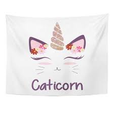 It usually takes me a couple of hours to find a cute cat photo that is worth sharing on my social media accounts so i came up with this list to help my fellow cat lovers like you. Zealgned Colorful Birthday Cute Cat Unicorn Horn And Flower Pink Kitten Baby Wall Art Hanging Tapestry Home Decor For Living Room Bedroom Dorm 60x80 Inch Walmart Com Walmart Com