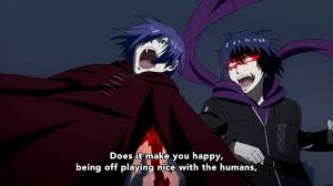 And then five seconds later they kill a man for looking at them. Tokyo Ghoul Root A Ep 1 Tearing This City Apart Moe Sucks