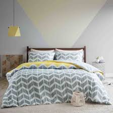 The decorative pillow has a. Scm Nadia King Size Bedding Set Fashion Chevron Printed Duvet Cover And 2 X Pillowcase Luxury Trendy Quilted Bedspread Yellow Grey Buy Online In Bahamas At Bahamas Desertcart Com Productid 52065581
