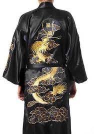 Black And White Kimono For Men Unisex Xmas Chinese Mens Silk Kimono Robe Gown Bath Black Dragon Yukata Hakma Male Kimono Navy Blue Kimono Robe Blue Kimono