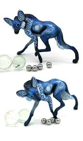 Wolf Figurine Animal Totem Sculpture Art Fantasy Moon Wanderer Polymer Clay Animals Resin Casting Fa Animal Sculptures Clay Art Projects Polymer Clay Animals
