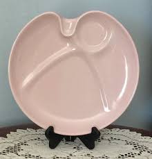 Vintage Russel Wright Iroquois Casual Pink Sherbet Party Plate With Cup Indent Hostess Snack Mint Condition Hard To Find