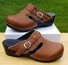 Sanita Brown Leather Professional Staple Clogs Womens Size
