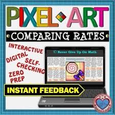 Pixel Art Comparing Rates Distance Learning In 2021 Distance Learning Math Materials Pixel Art