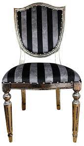 Die letzten möbelbau innovationen hat es in den zwanziger anfang der dreißigerjahre, dieser stuhl ist zeitzeuge; Casa Padrino Art Deco Luxus Esszimmer Stuhl Schwarz Silber Streifen Antik Stil Silber 52 5 X 59 X H 104 Cm Luxus Hotel Mobel
