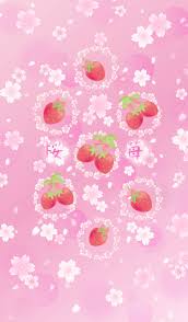 Premium selection of designer fabrics & wallpapers. Cherry Blossoms And Strawberries Are Cute And Easy To Use Design Cherry Blossom Wallpaper Kawaii Wallpaper Wallpaper Iphone Cute