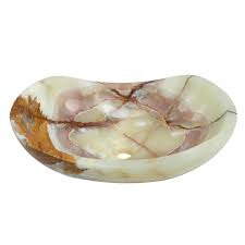 oval onyx stone vessel sink in light
